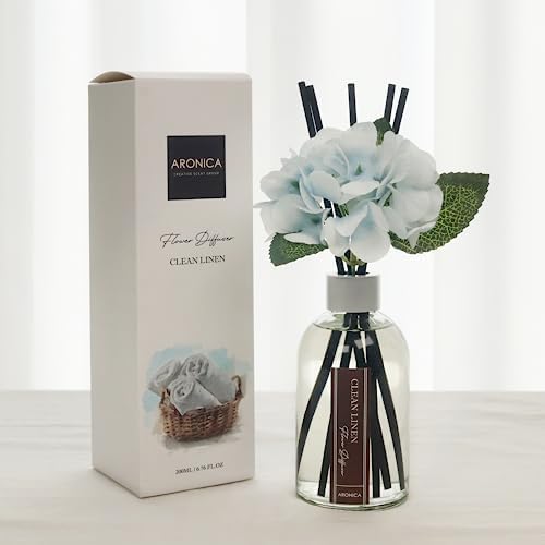 Aronica Clean Linen Reed Diffuser for Bathroom Decor, Room Fresheners for Home Long Lasting, Accesorio Para Hogar, House Registry Idea, Bathroom Smelling Good, Aesthetic Room Decor, Apartment House