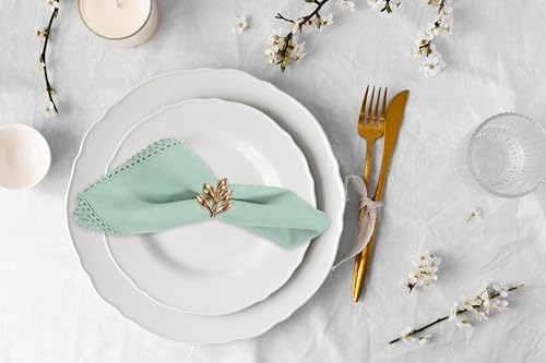 ACCENTHOME Teal Cloth Napkins Set of 6 18x18 inch Cotton Dinner Napkins - Washable Soft Premium Hotel Quality Reusable Napkins Perfect Table Napkins for Family Dinners, Weddings & Everyday Use