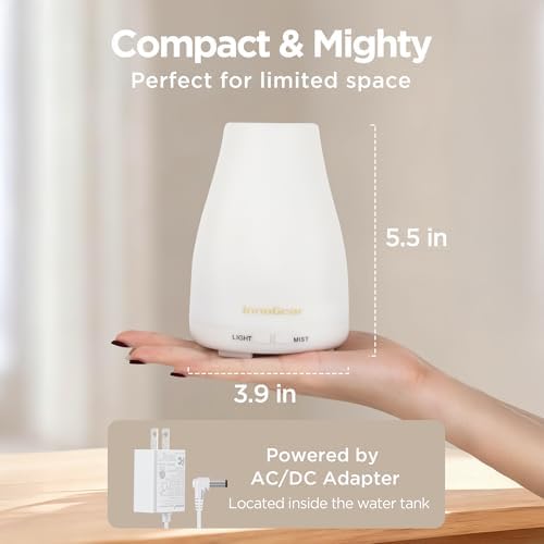 InnoGear 2 Pcs Essential Oil Diffuser Aroma Diffusers for Home, Basic White