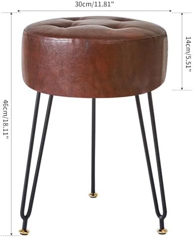IBUYKE Makeup Vanity Stool, Faux Leather Footrest Chair, Dark Brown LG-31Z