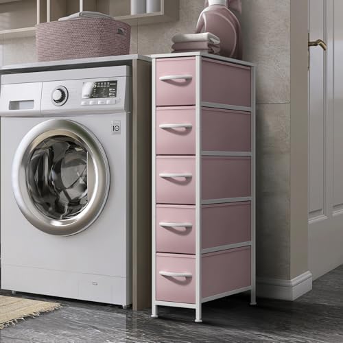 Sorbus 5-Drawer Narrow Dresser for Bedroom (Pink)