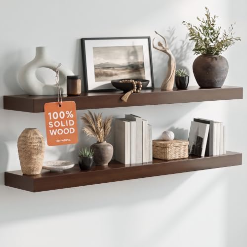Homeforia 36 Inch Floating Shelves, High-End Solid Pine Wood, Set of 4