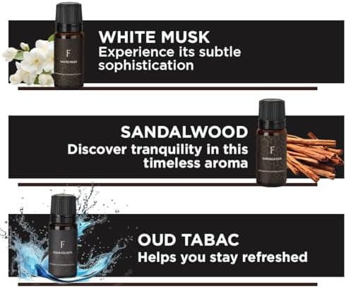 Folkulture Essential Oils Set for Men for Diffuser | Set of 6 Home Fragrance Oils | Oud, White Musk, Tobacco, Sandalwood & Leather Wood | Aromatherapy Gift Set for Men