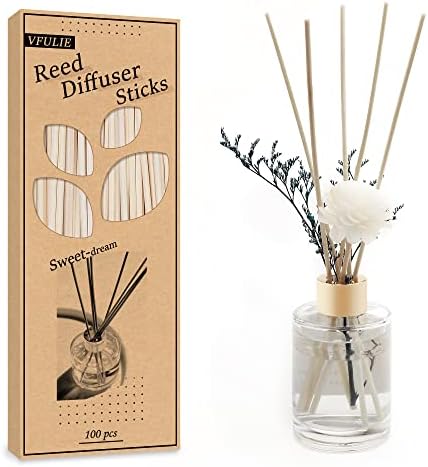 VFULIE 100PCS Reed Diffuser Sticks, Refill Replacement for Aroma Fragranc (100, Primary Color)