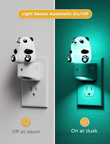 L LOHAS LED Night Light for Kids, 3D Panda Night Light Plug in