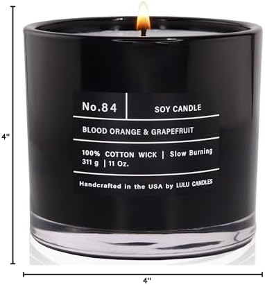 Lulu Candles | Blood Orange & Grapefruit | Smells Citrusy & Uplifting | Luxury Scented Soy Jar Candle | Hand Poured in The USA | Highly Scented Long Lasting (11 Oz.)