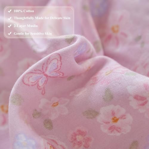 Pink Floral Duvet Cover Twin 3 Pcs,100% Cotton Bedding 68"×86"