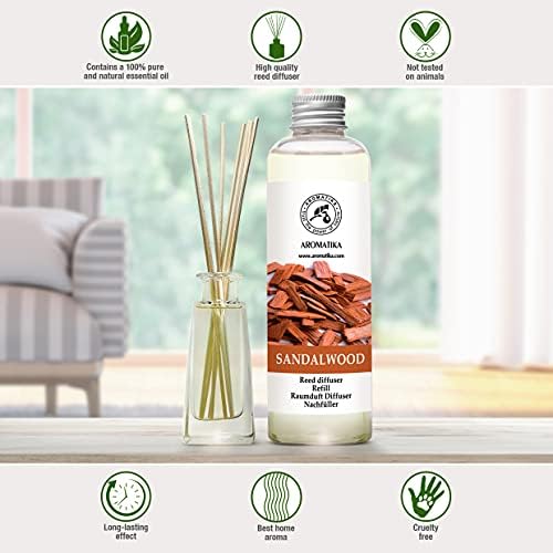 Reed Diffuser Refill Sandalwood 6.8 Fl Oz - 200ml - Room Diffuser Refill - Home Fragrance - Scented Diffuser - Fresh Fragrance - Aromatherapy - Air freshener - Fresh and Long Lasting Fragrance