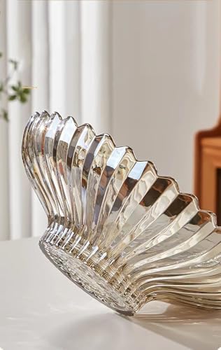 Extra Large Glass Fruit Bowl or Decorative Bowl, Center Bowl，Used for Kitchen Counter or Living Room Central Table Decoration (Amber)