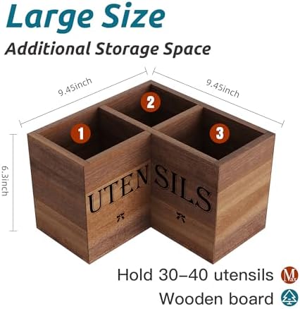 Suli Extra Large Utensil Holder Countertop for Corner Kitchen Counter