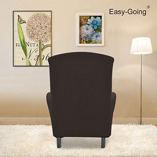 Easy-Going Stretch Wingback Chair Sofa Slipcover Chocolate