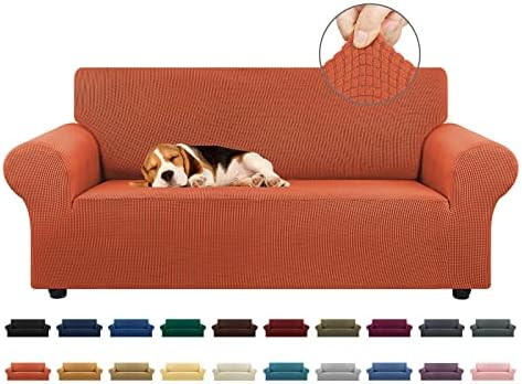 KEKUOU Loveseat Couch Cover, 2 Cushion Couch Slipcover,Pureed Pumpkin