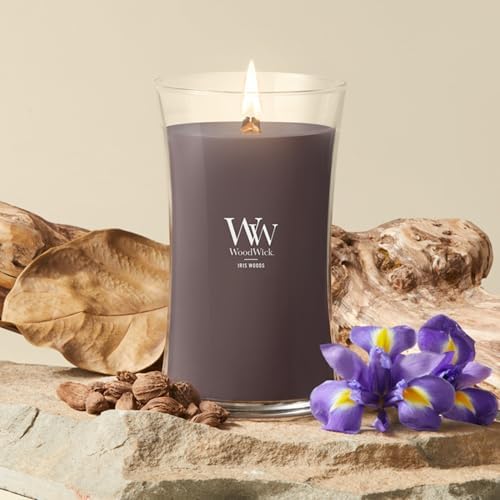 WoodWick Iris Woods Scented Candle, Crackling Wick, 21.5oz