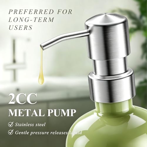 Cisily Olive Green Kitchen Soap Dispenser Set with Ceramics Sponge Holder