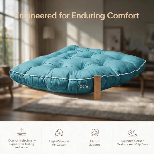TOPCHANCES Large 4-Inch Thick Floor Cushion for Kids,39" Round Corner Playroom Pillow,Soft Non-Slip Floor Seat for Dorm Room,Bedroom Nooks&Reading Corners