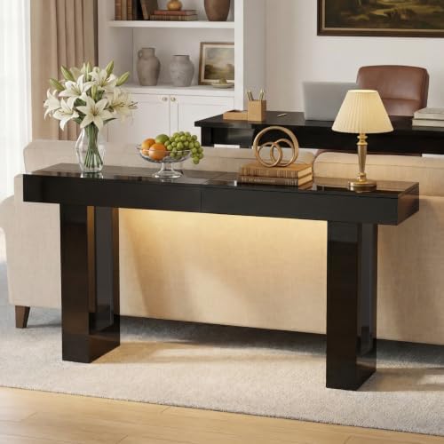 ChooChoo High Gloss 63 Inch Long Console Table with LED Light