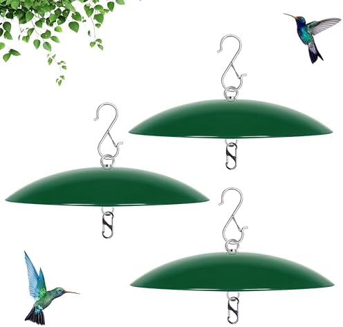 13" Bird Feeder Rain Cover,Bird House Dome,Hummingbird Feeder Guard, Proof for Shepherd's Hook Outdoors,Smart Birds Feeder's Umbrella(Green), 3Pack