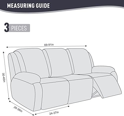 KinCam Recliner Sofa Covers, Stretch Reclining Cover, Dark Gray