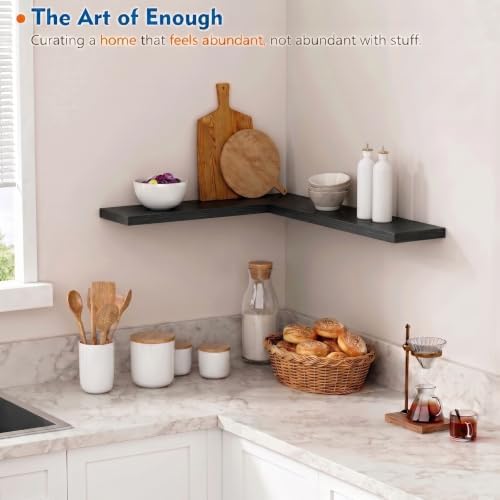 Black Floating Shelves 24 Inch, Modern Wall Hanging Book Shelf for Bedroom