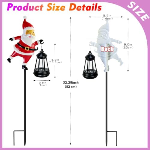 EDOF Christmas Decorations Santa Claus Garden Stake with Solar Lights Multicolor,Christmas Decor Outdoor for Women,Rustic Santa Claus Christmas Lights Yard Metal Stakes for Lawn Garden Porch