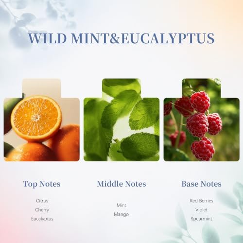 Airkeep Flower Reed Diffusers Set, 5.07 oz Wild Mint&Eucalyptus Scented Oil Diffuser with 8 Reed Sticks, Home Fragrance Diffuser Gift Set for Bathroom & Office Decor 150ml