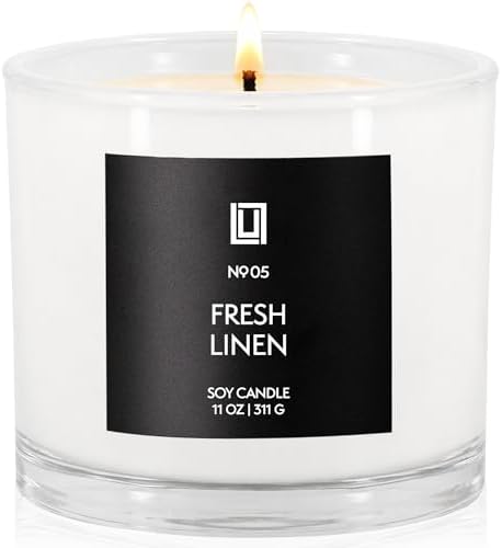 Lulu Candles | Fresh Linen | Luxury Scented Soy Jar Candle | Hand Poured in The USA | Highly Scented & Long Lasting | 11 Oz.