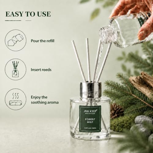 Airkeep Forest Mist Reed Diffuser Refill – 6.76 fl oz – Premium Scented Oil for Home Aromatherapy – Long-Lasting Fragrance for Reed Diffusers – Perfect for Bathroom, Bedroom & Home Decor