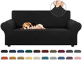 KEKUOU Stretch Loveseat Couch Cover, 2 Cushion Couch Slipcover,Black