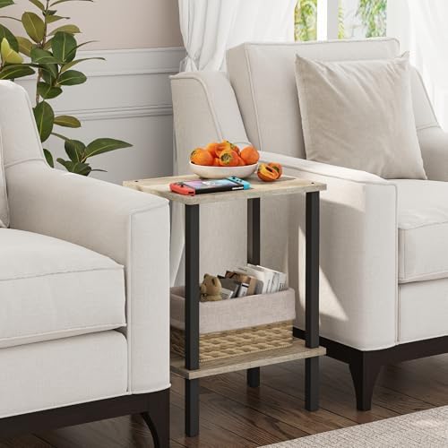 TUTOTAK End Table, Side Table, Nightstand, 2-Tier Storage Shelf