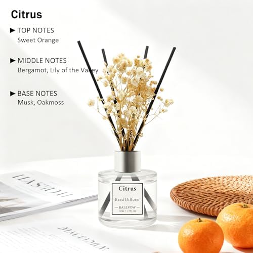 Reed Diffuser Set of 3 Pack,Citrus,Clean Linen,Ocean Scented Oil Diffuser with 12 Sticks,Reed Diffuser for Home Living Room Office Bathroom Air Freshener,50ml x 3