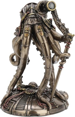 Veronese Design 6 3/4 Inch Tall Steampunk Octopus Space Observer Cold Cast Bronzed Resin Fantasy Collectibles Animals Figurine Space Alien Home Decor