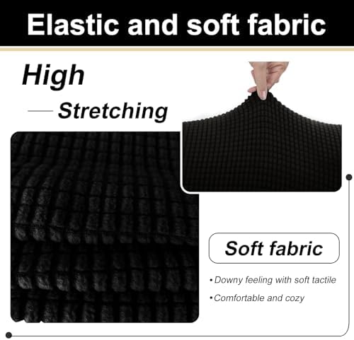 U-NICE HOME 4 Pieces Stretch Couch Cover Sofa Slipcover, Black