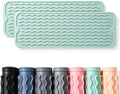 2 Pack Caketime Silicone Dish Drying Mat for Kitchen Counter Under Bathroom Sink Near Faucet Absorbent for Dishes Water Heat Resistant Pad with Soap Holder Decor essentials 17inchx6inch Green
