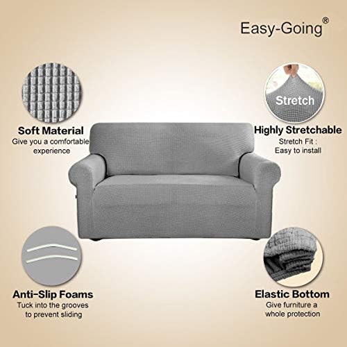 Easy-Going Stretch Couch Covers for Sofa Washable Large Light Gray