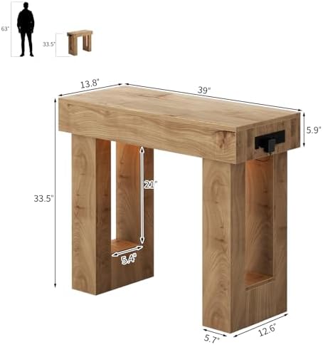 Unikito 39" Entry Table with Sensor Light & AC Outlets with USB-C Ports