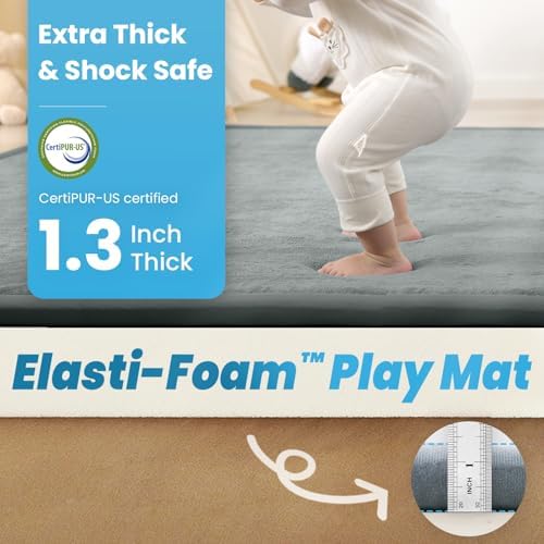 1.3" Thick Baby Play Mat for Floor,79x79 Large Memory Foam Tummy Time Mat