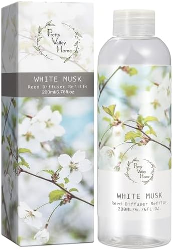 Reed Diffuser Refill, White Musk Floral Diffuser Oil 6.76 fl.oz / 200ml, Home Fragrance for Bedroom, Bathroom, Office Decor