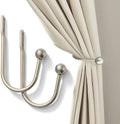 Curtain Holdback, 2 Pcs Wall Mounted Drapery Tiebacks with Screws, Heavy Duty Metal Decorative Window Drapery Holder Curtain Hook (Silver)