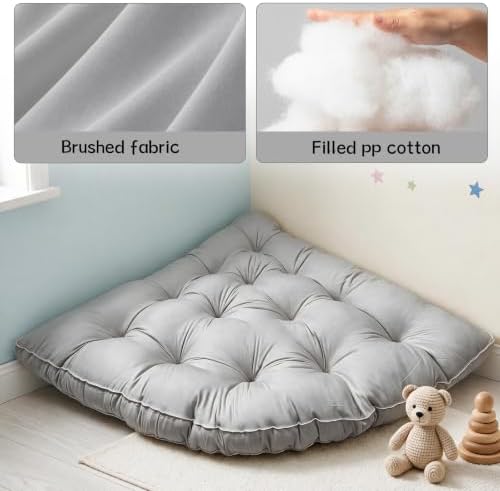 TOPCHANCES Large 4-Inch Thick Floor Cushion for Kids,39" Round Corner Playroom Pillow,Soft Non-Slip Floor Seat for Yoga Reading Meditation&Gaming