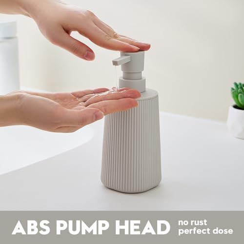 YAUKPH Small Soap Dispenser for Bathroom and Kitchen Matte Beige