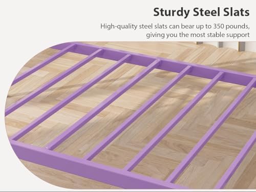GarveeHome Twin Size Daybed Frame, Sofa Bed with Stylish Headboard, Heavy Duty Steel Slat Support, Space Saving for Living Room/Bedroom/Guest Room, Purple