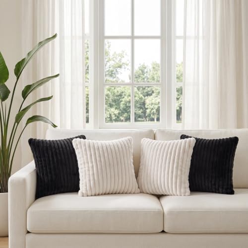 2 Pack 18"x18" Corduroy Decorative Throw Pillow with Inserts