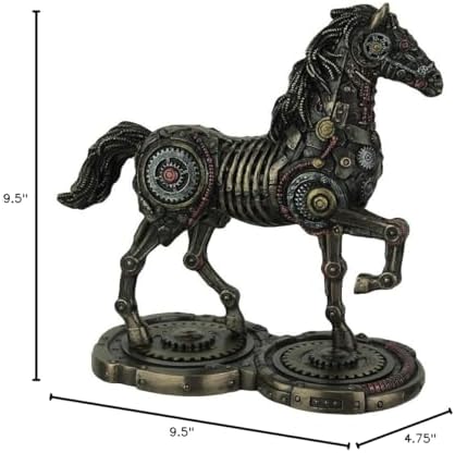 Veronese Design 9 1/2 Inch Steampunk Horse Prancing Cold Cast Resin Bronze Finish Sculpture