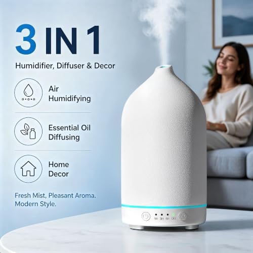 Gooamp 200ML Ceramic Essential Oil Diffuser for Home, Stone Diffuser