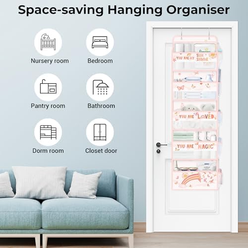 Clastyle Over the Door Organizer Diaper Toy Nursery Hanging Shelf, Rainbow