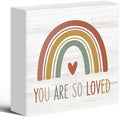 Boho Rainbow Christian Nursery Wood Box Sign Desk Decor 5X5, You Are So Loved Wooden Block Sign Decorations for Kids Boy Girl Nursery Room Bedroom Playroom Desk Table Wall Tabletop Shelf Decor