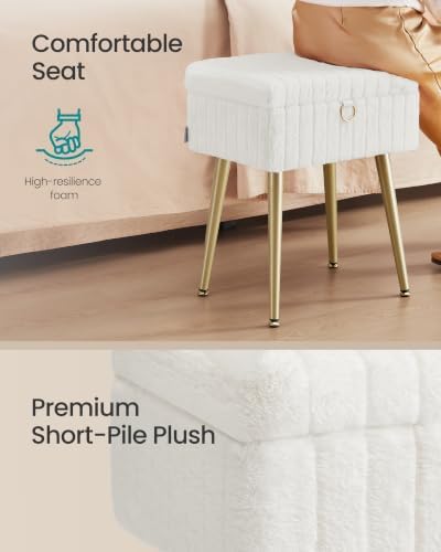 SONGMICS Vanity Stool Chair with Storage, Metal Legs, Max. Load 440 lb