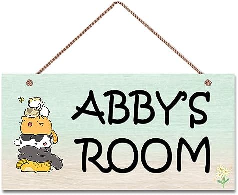 Personalized Signs Funny Cats Signs Cute Animal Sign For Boys Girls Bedroom Custom Name Sign Kids Room Baby Room Door Wall Decor for Pet Room Kitty Litter Cat house