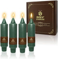 NJAO HOO Dark Green Short Taper Candle 5 Inch Christmas Candlesticks Unscented Dripless Tapered Candle Set for Home Decor Party Dinner Candles, 4 Pack