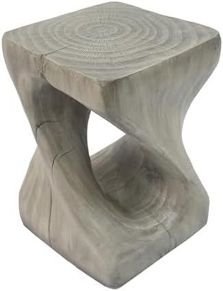 Christopher Knight Home Novi Outdoor Accent Table, Twist-Shaped MGO Sofa Side End Table, Garden Stool for Patio Balcony Beach Pool, Lightweight Concrete, Wood-Like Texture, Gray